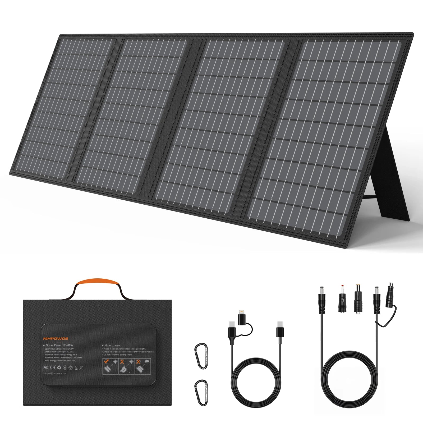 Solar Battery Charger for Power Bank, 45W / 60W Foldable Portable Panel