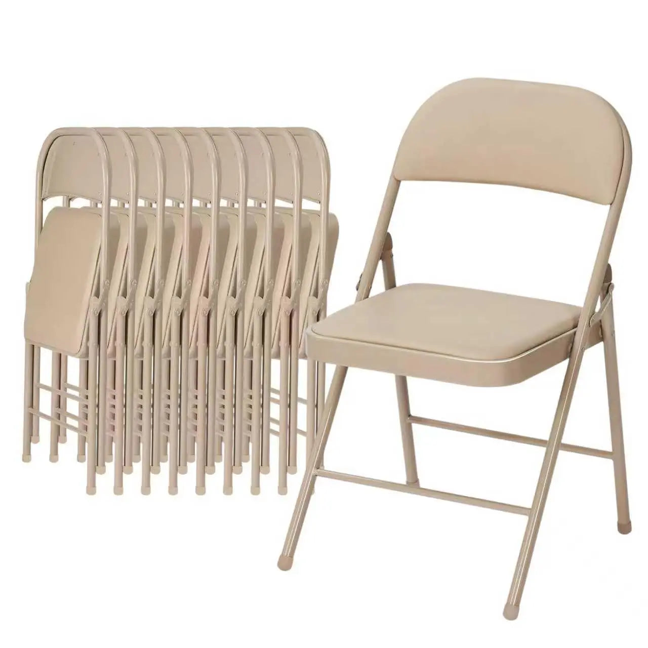10 Pack Folding Chairs with Padded Cushion and Back, Foldable Outdoor Chairs with 330-LBS Capacity
