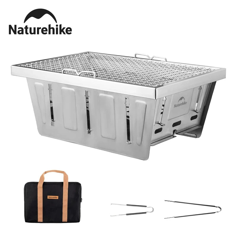 Camping Charcoal Grill for IGT Table Portable Folding Barbecue Grill with Tongs Outdoor Cooking BBQ