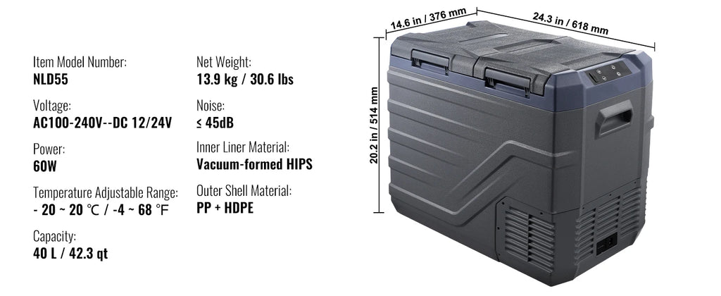 8L to 75L Car Refrigerator Fridge Portable Icebox Single & Dual Zone Temp Adjustable for Outdoor Camping RV