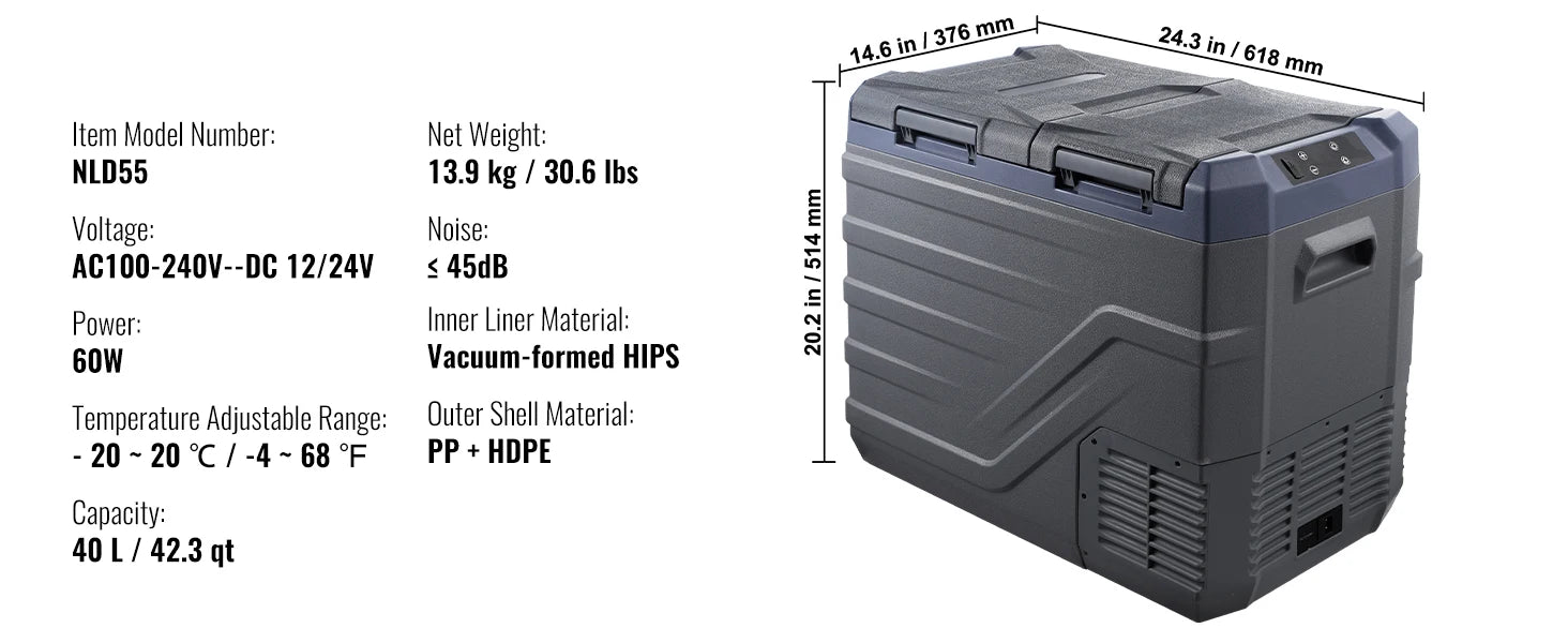 8L to 75L Car Refrigerator Fridge Portable Icebox Single & Dual Zone Temp Adjustable for Outdoor Camping RV