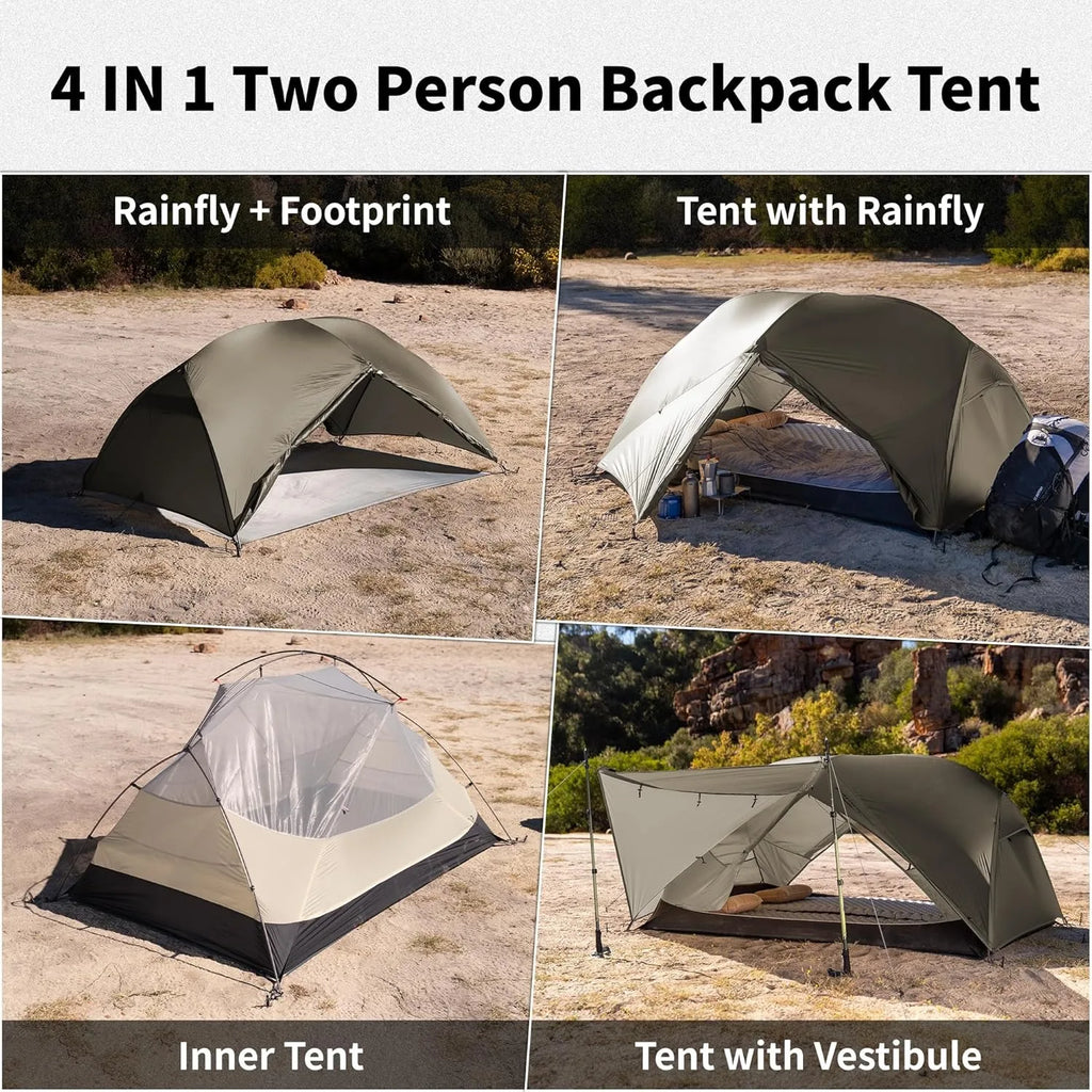 Mongar PRO Ultralight 1/2/3 Person Tent Camping Outdoor Waterproof 20D Nylon Backpacking Travel Cycling Tent