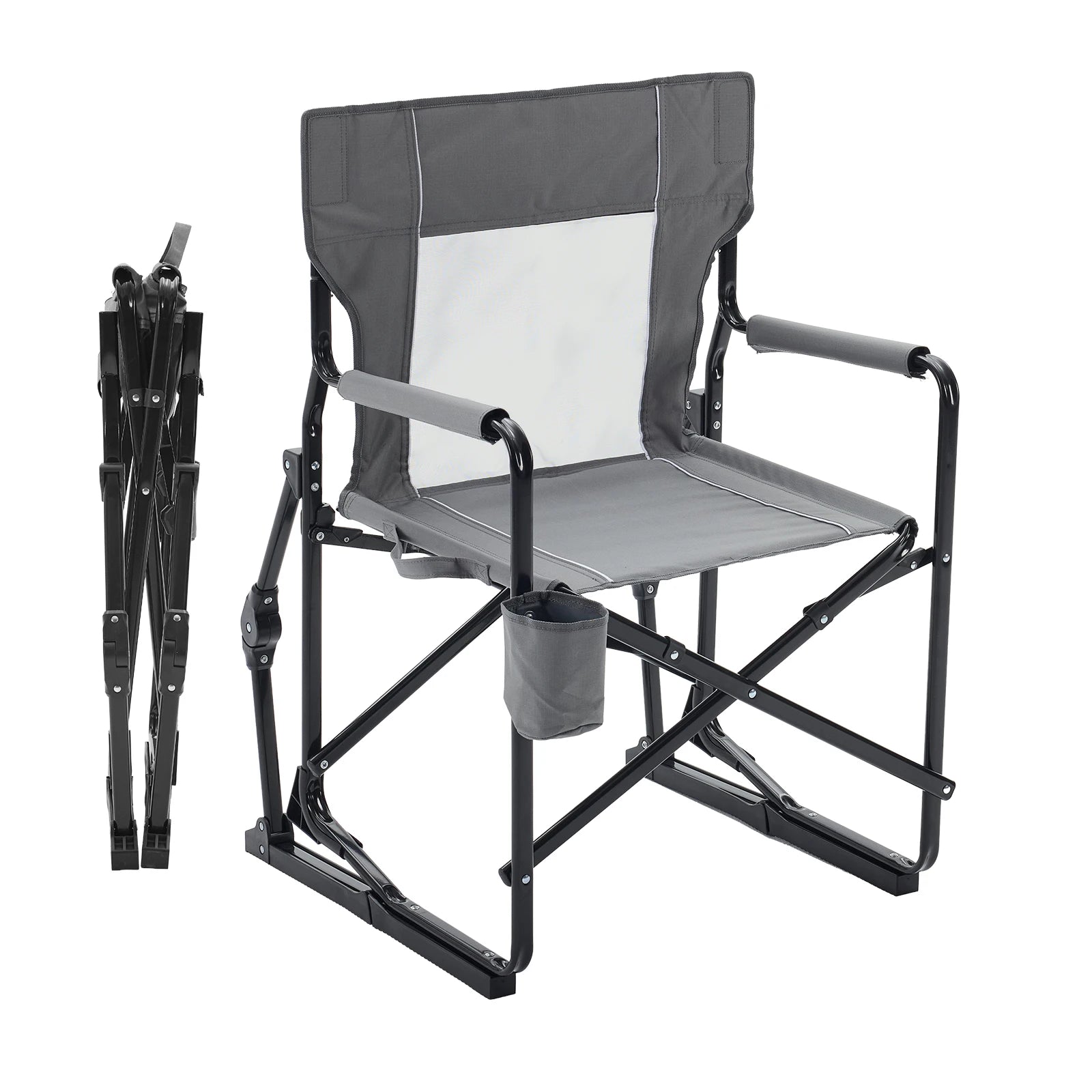 Outdoor Folding Portable Camping Chair Mesh Back Waterproof Armrests Sturdy Frame Foldable Seat