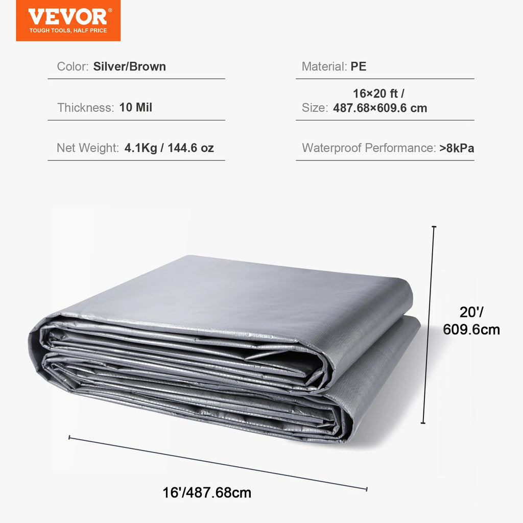 Heavy Duty Tarp Waterproof Tear Proof Poly Plastic Tarps Cover Multi-Purpose Outdoor Tarpaulin with Grommets for Truck