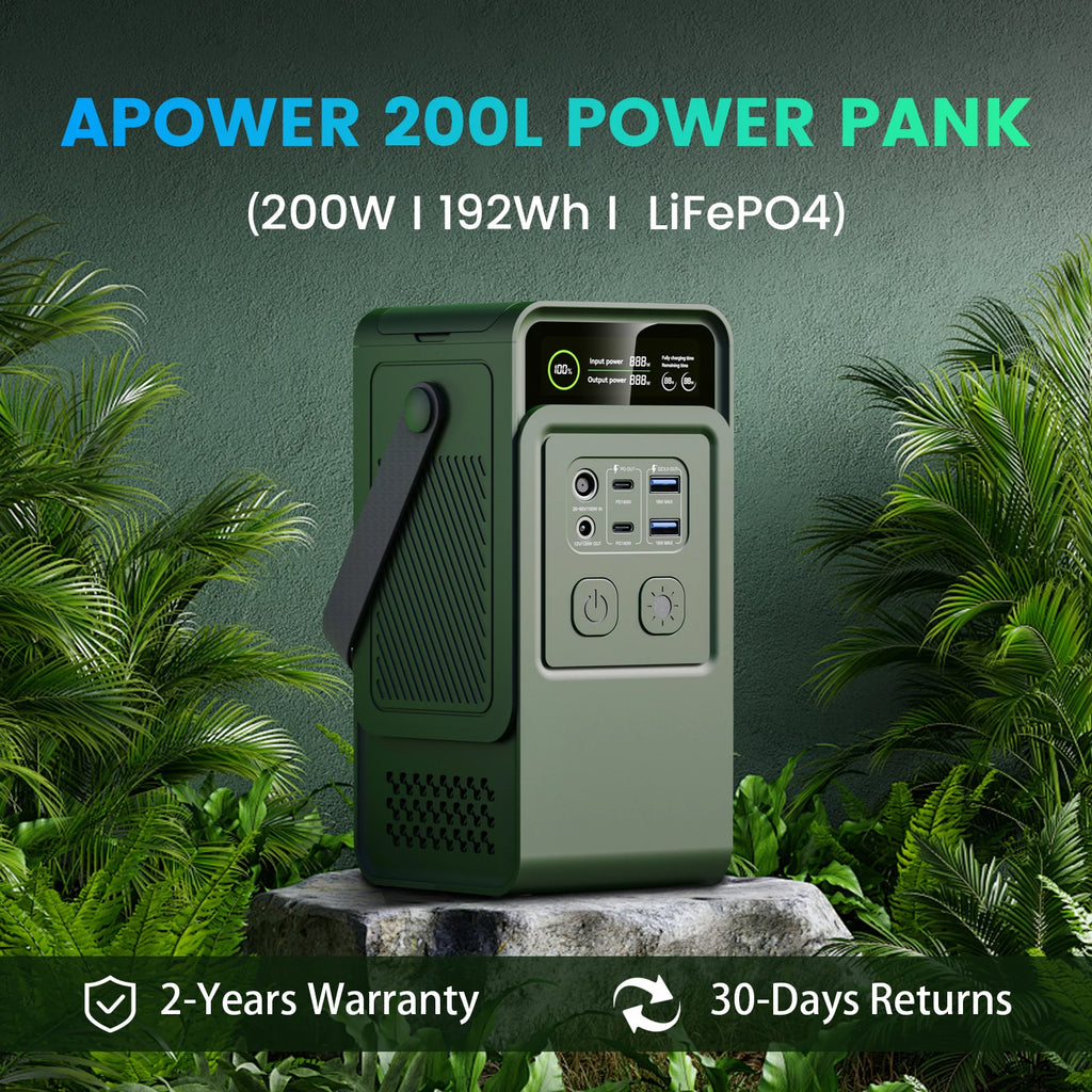 200W Power Station Camping 192Wh Lifepo4 Power Bank 60000mAh Portable Emergency Power USB TYPE-C Port