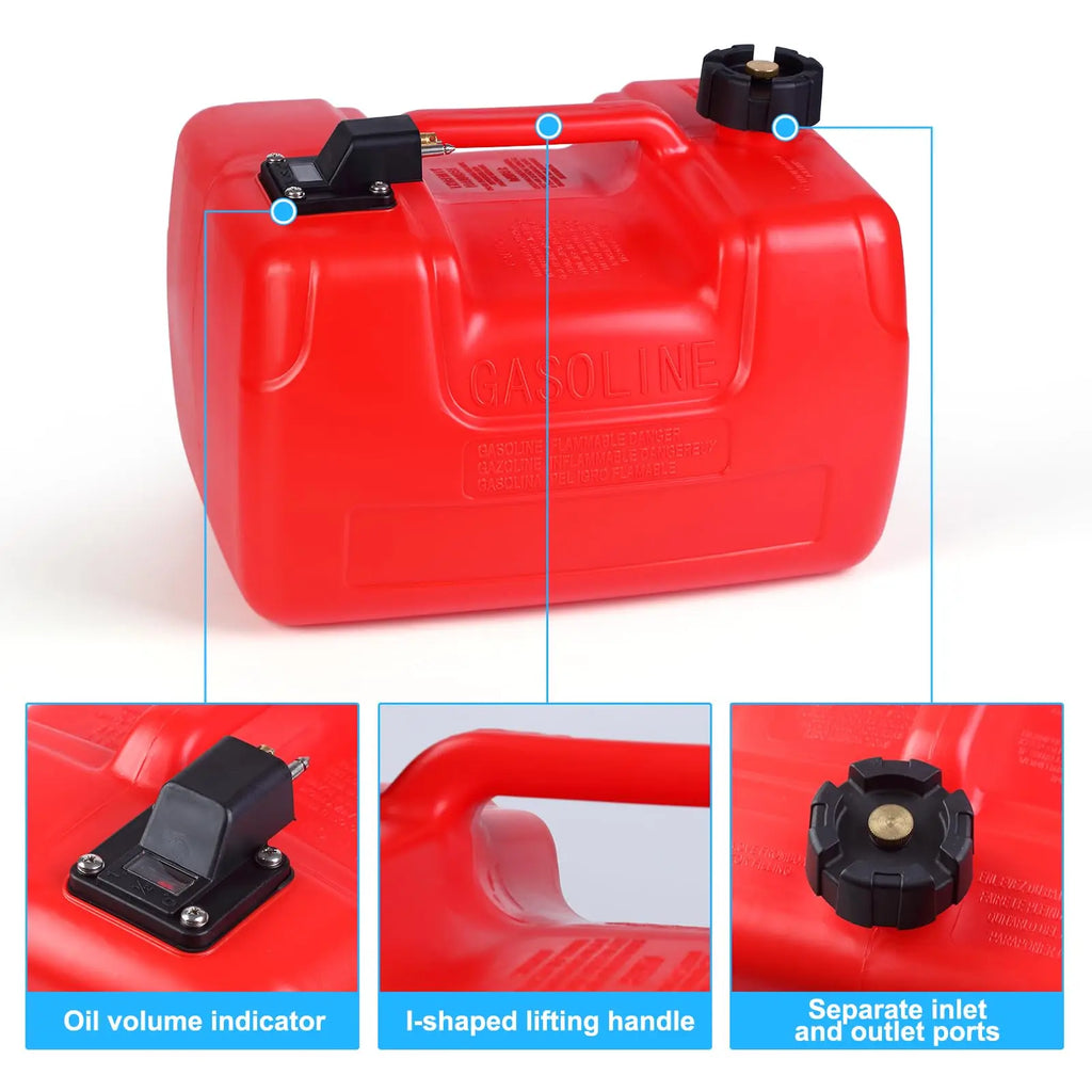 3-Gallon Marine Portable Storage Tank with 9.8-Foot Hose/Pressure Gauge, Outboard Marine Transfer Tank