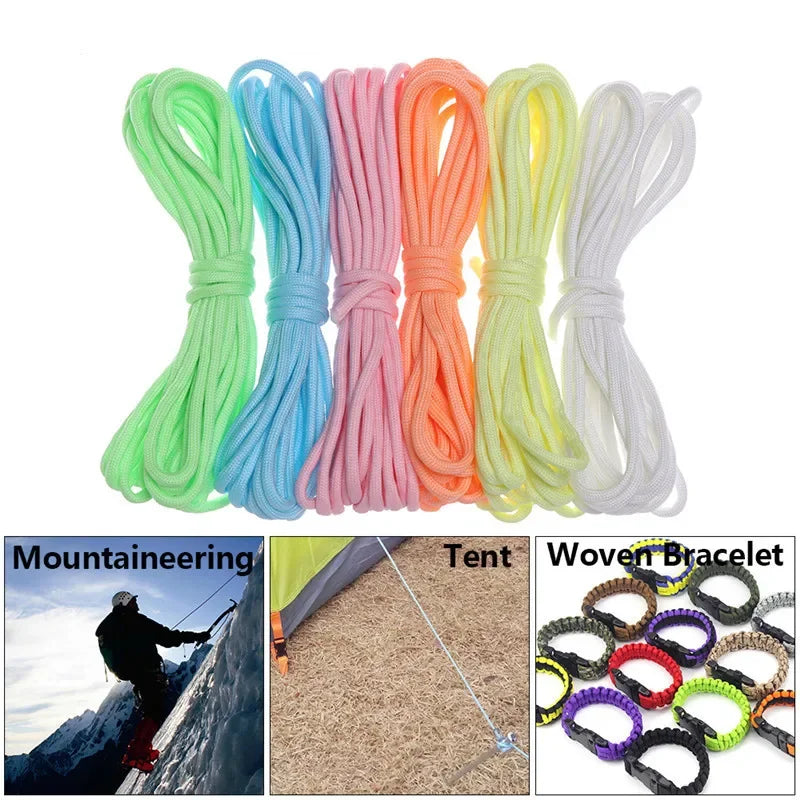 Luminous 9 Strands Paracord Nylon 550 Tent Cord Outdoor Glow In The Dark