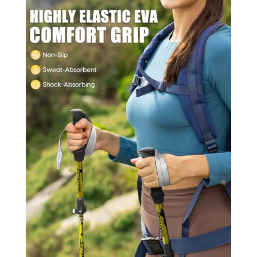 Hiking Poles Collapsible Trekking Poles - Aluminum Alloy 7075 Walking Sticks for Hiking with Telescopic and Foldable Tri-fold D