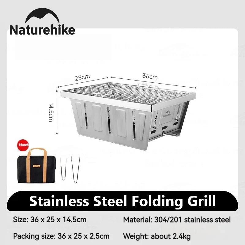 Camping Charcoal Grill for IGT Table Portable Folding Barbecue Grill with Tongs Outdoor Cooking BBQ