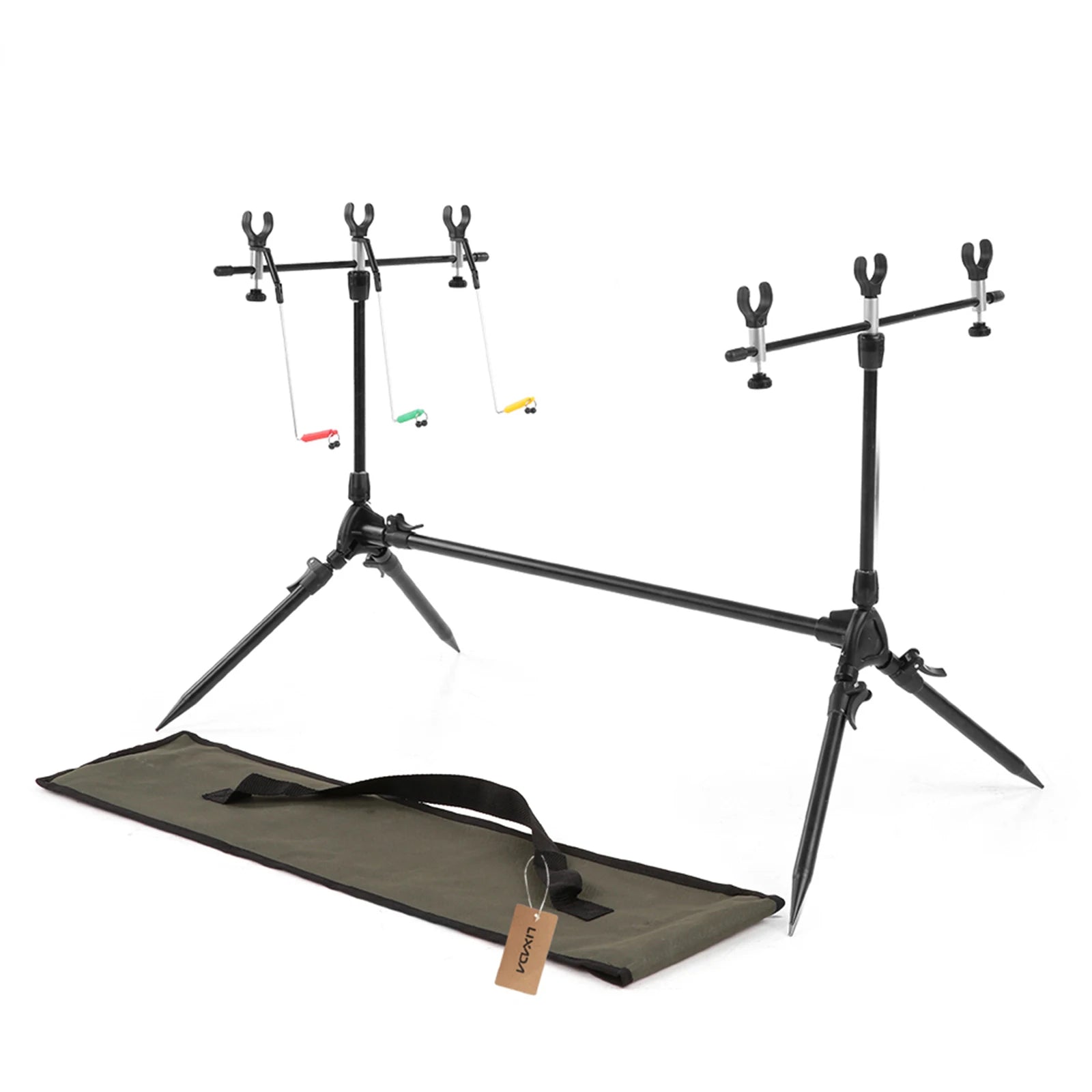 Fishing Rod Stand Adjustable Retractable Holder 3 Bite Alarm Indicator