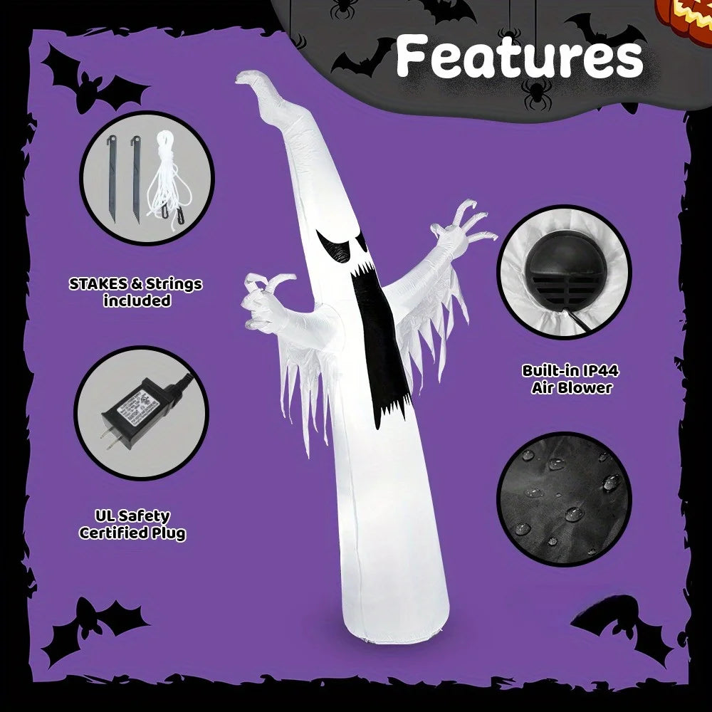 12 FT Scary Ghost Halloween Inflatables Outdoor Decorations Inflatable Ghost Blow Up for Yard with LEDs for Outside Yard Decorations