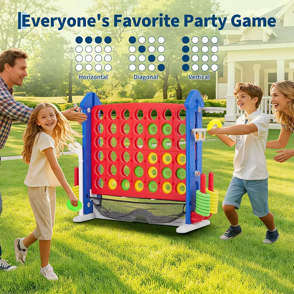 Giant 4-in-a-Row – Jumbo 4-to-Score Yard Game, Indoor/Outdoor Family Connect 4 Game with Mesh Pocket