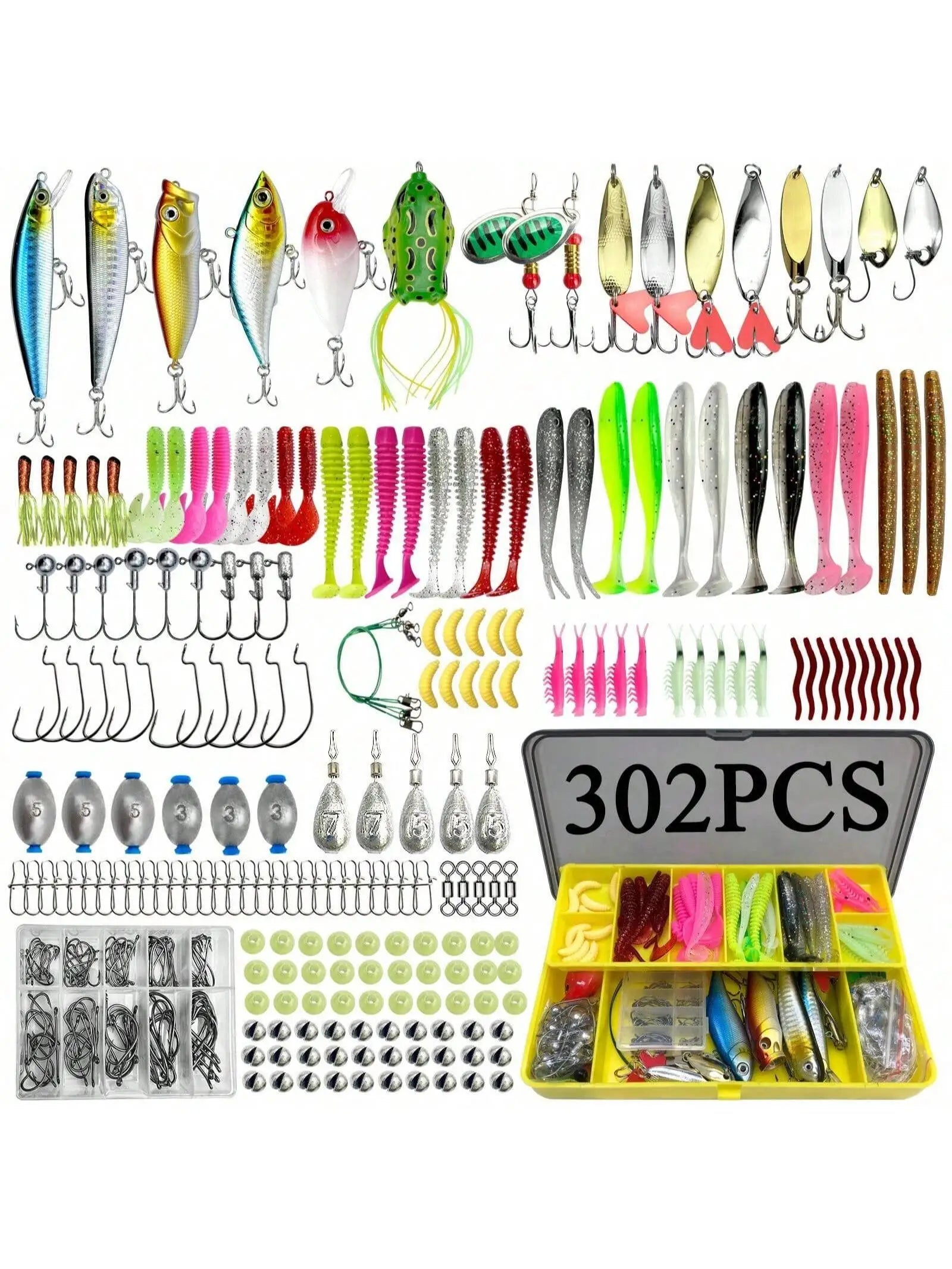 Fishing Lure Tackle Set, 110/139/302pcs, Suitable For Surface Fishing, Bass, Trout, Salmon
