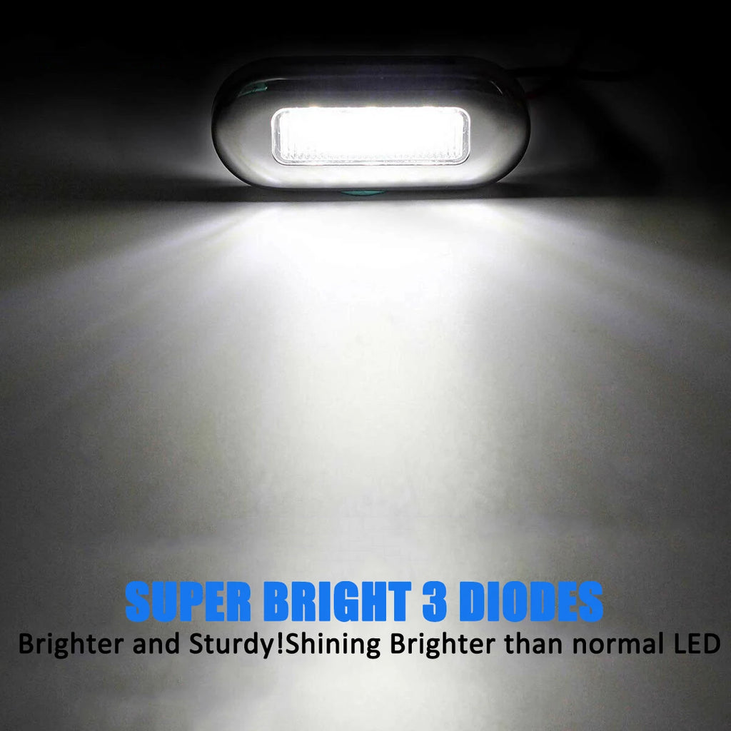 4pcs Boat Courtesy Lights Marine Grade 24V Waterproof Cool Blue LED