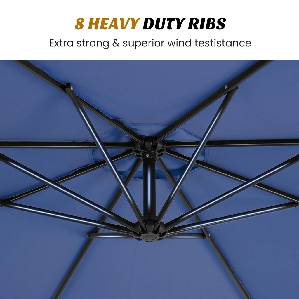 10FT Outdoor Patio Umbrella Hanging Cantilever with Easy Tilt Adjustment