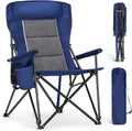 Oversized Folding Camping Chair High Back Heavy Duty 500 LBS Capacity with Cup Holder Side Pocket Portable