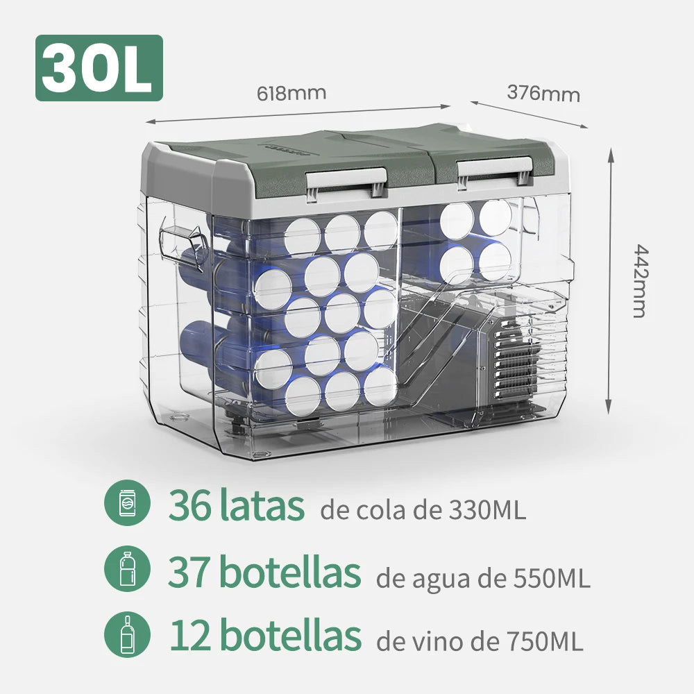 NLS 20L 30L 40L Car Refrigerator Mini Fridge Freezer 12V Portable Compressor Cooler 12/24V DC 100-240V AC for Camping
