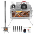 Backyard Heating Stove with Chimney Pipe Weatherproof Patio Heater Rust Proof for Tents Shelters Camping