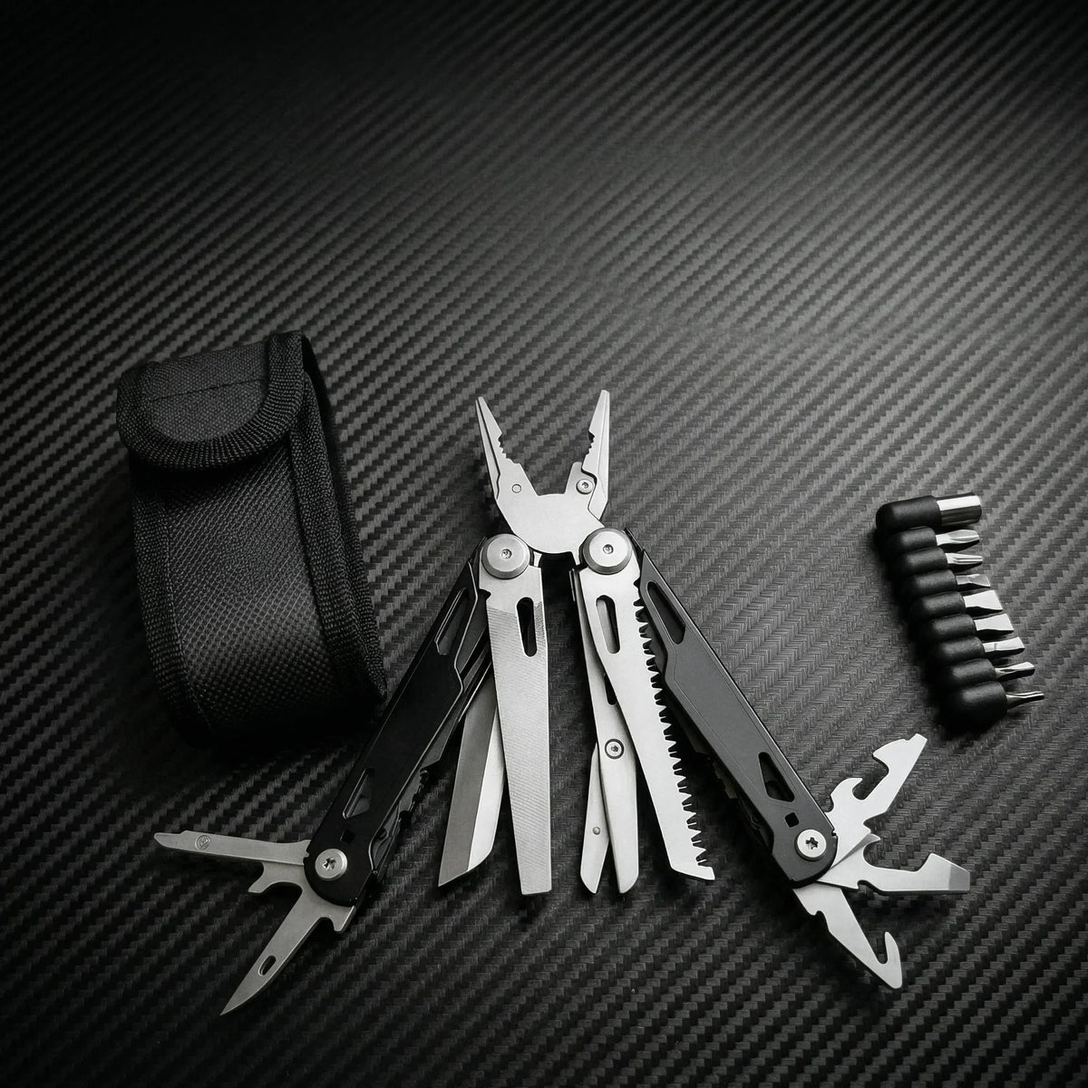 27 in 1 Multitool Pliers - Stainless Steel Survival Tool with Screwdriver/Saw/Spring Scissors for Camping, Fishing, Hiking
