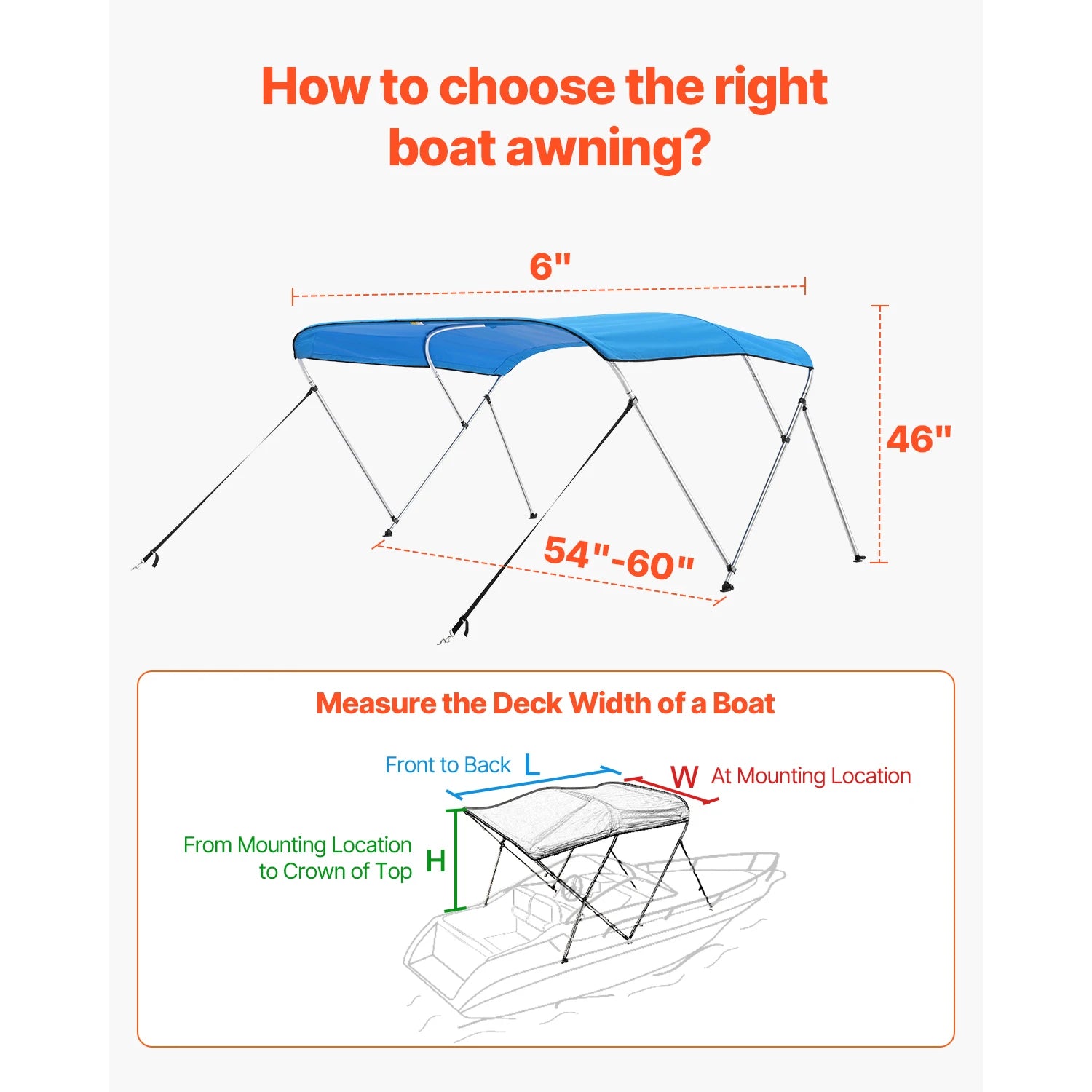3 Bow Boat Bimini Tops Polyester Canopy
