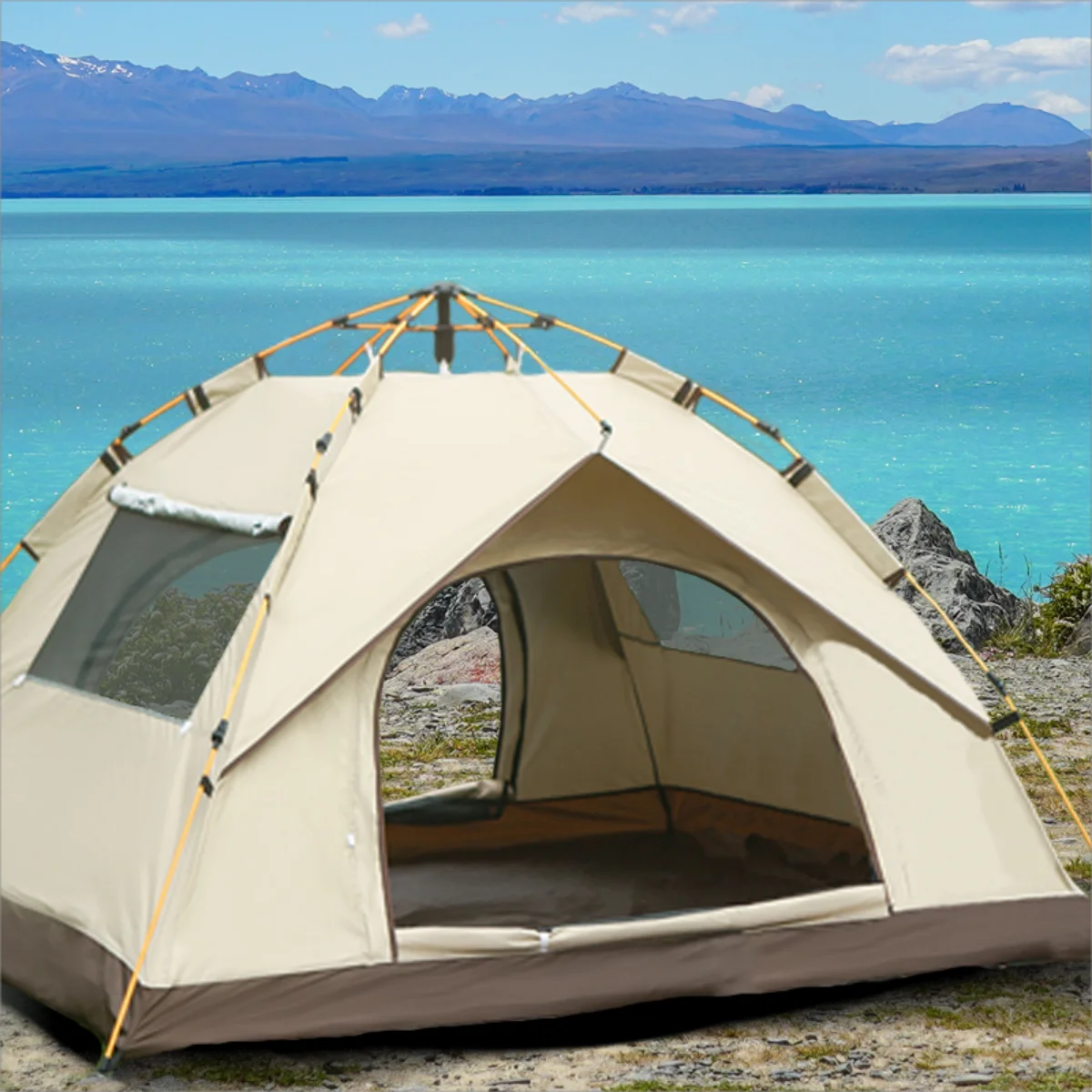 Reactive Outdoor shelter Sunshade Camping Tent  Two doors and two windows