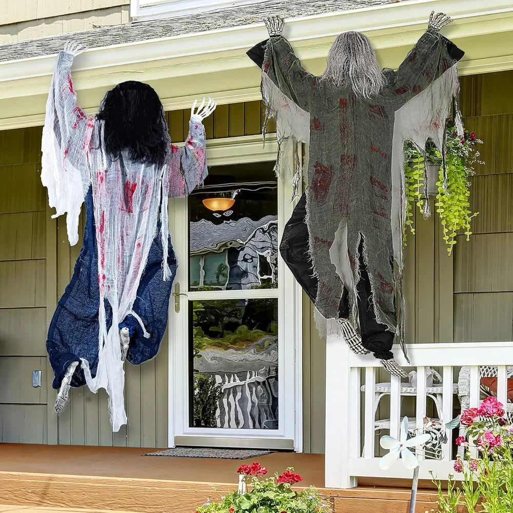 2 Pack 47" Halloween Climbing Zombies Wall Decoration Outdoor Dead Zombie Decoration for Haunted House