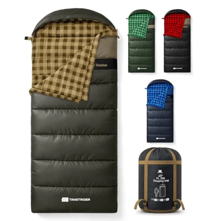 Cotton Flannel XXL Cold Weather Sleeping Bags for Adults Big and Tall, 90x39 Inch 4 Season Camping