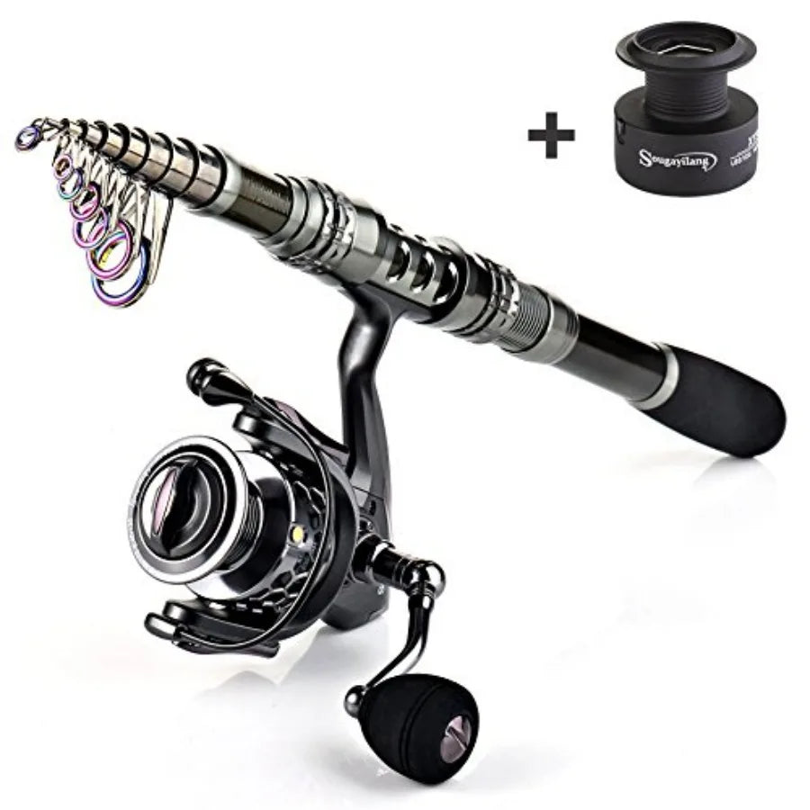 Fishing Rod Reel Combo with Telescopic Fishing Pole Spinning Reel Carrier Bag Saltwater Freshwater