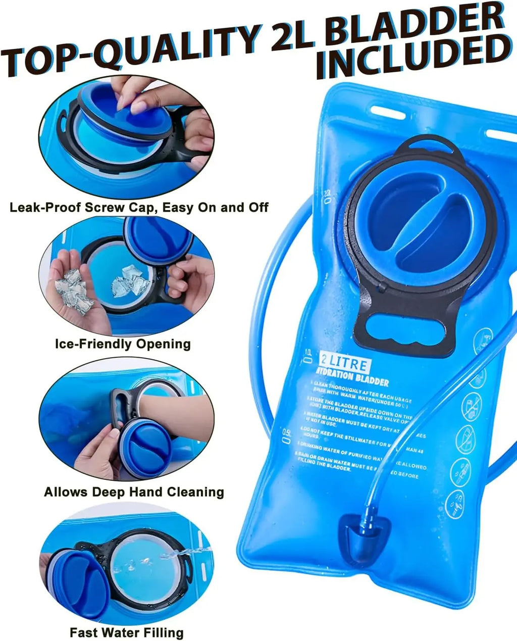 Hydration Backpack with 2L Water Bladder, Lightweight 15L Daypack for Hiking Running Skiing