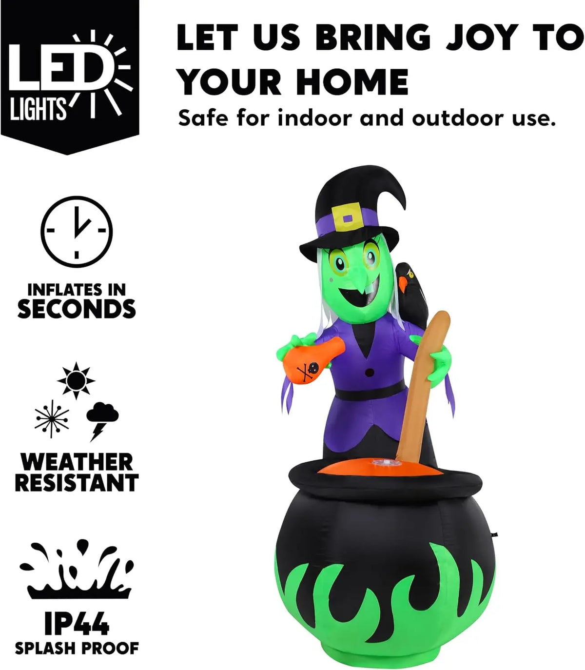6 FT  Witch Halloween Inflatables Outdoor Decorations and Cauldron with Bubbling Potion and Light Inflatable Decoration