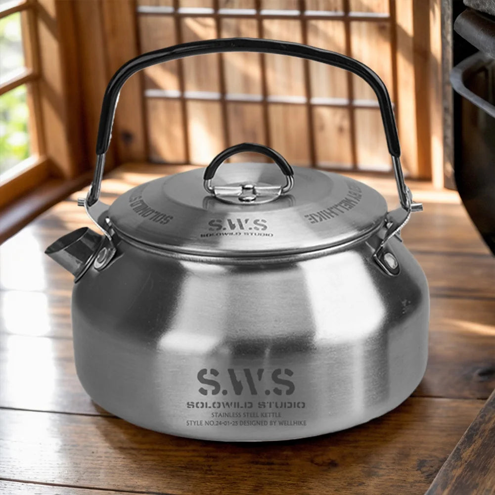 0.8L Portable Hiking Coffee Kettle 304 Stainless Steel Ultralight Outdoor Camping