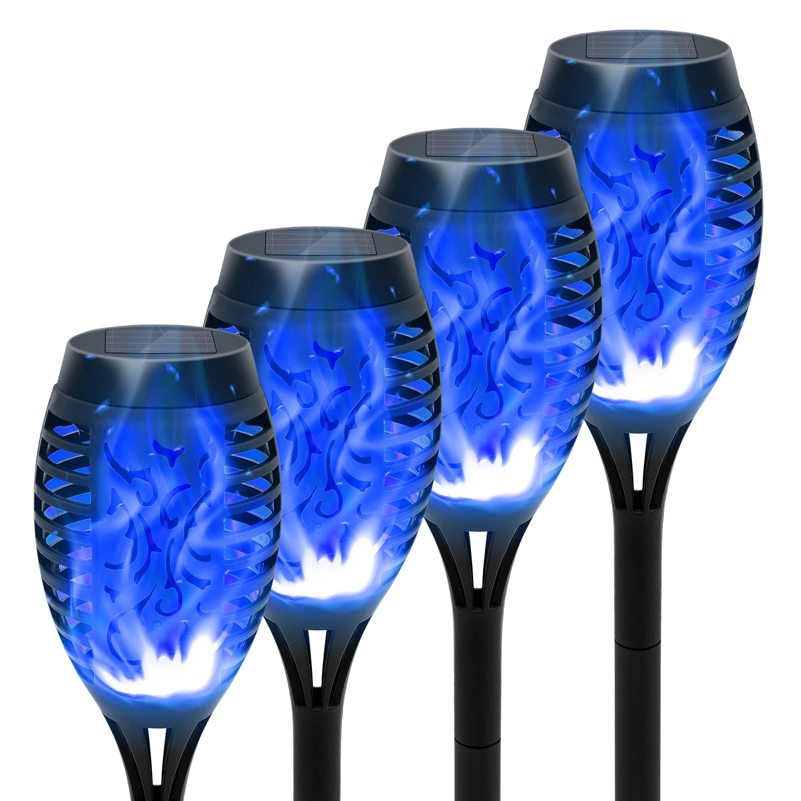 Solar Flame Torch Light LED Flickering For Lawn Path 4/6/8/12Pcs