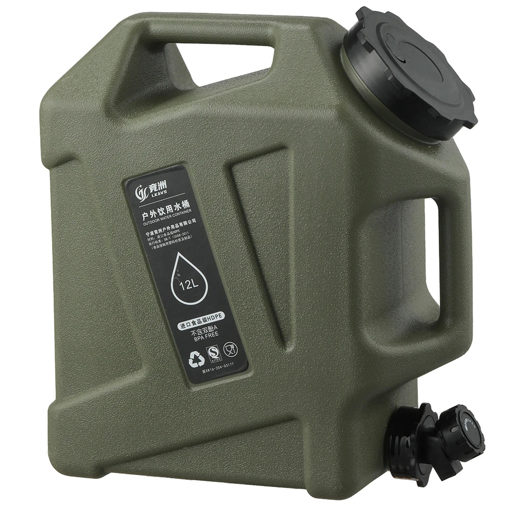 12L Camping Water Container Carrier Portable Large Capacity Outdoor Hiking