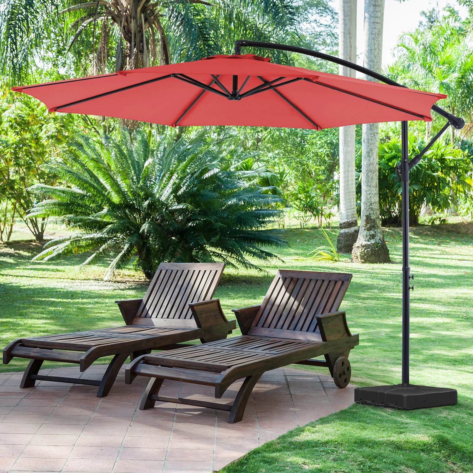 10FT Outdoor Patio Umbrella Hanging Cantilever with Easy Tilt Adjustment