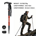 Ultralight hiking poles with shock absorption and quick-locking system, made of aluminum alloy, suitable for outdoor mountaineering, hiking, trekking, backpacking, and camping.