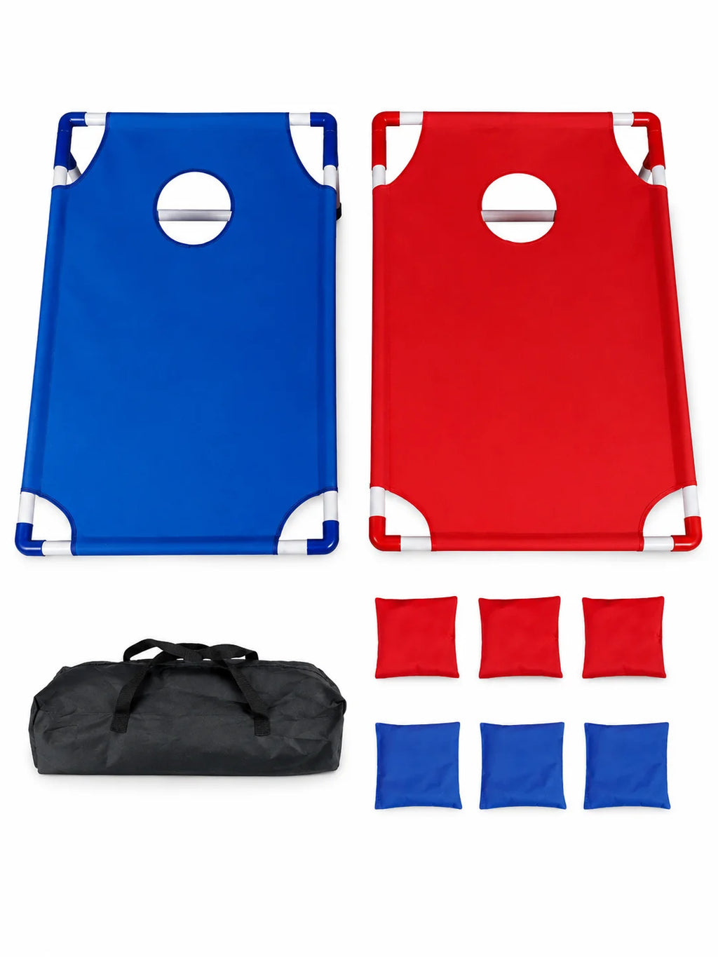 9pcs Scoring Portable Cornhole Game Set, 2 Collapsible Oxford Cloth Cornhole Boards, 6 Bean Bags Scoreboard & Carrying Bag