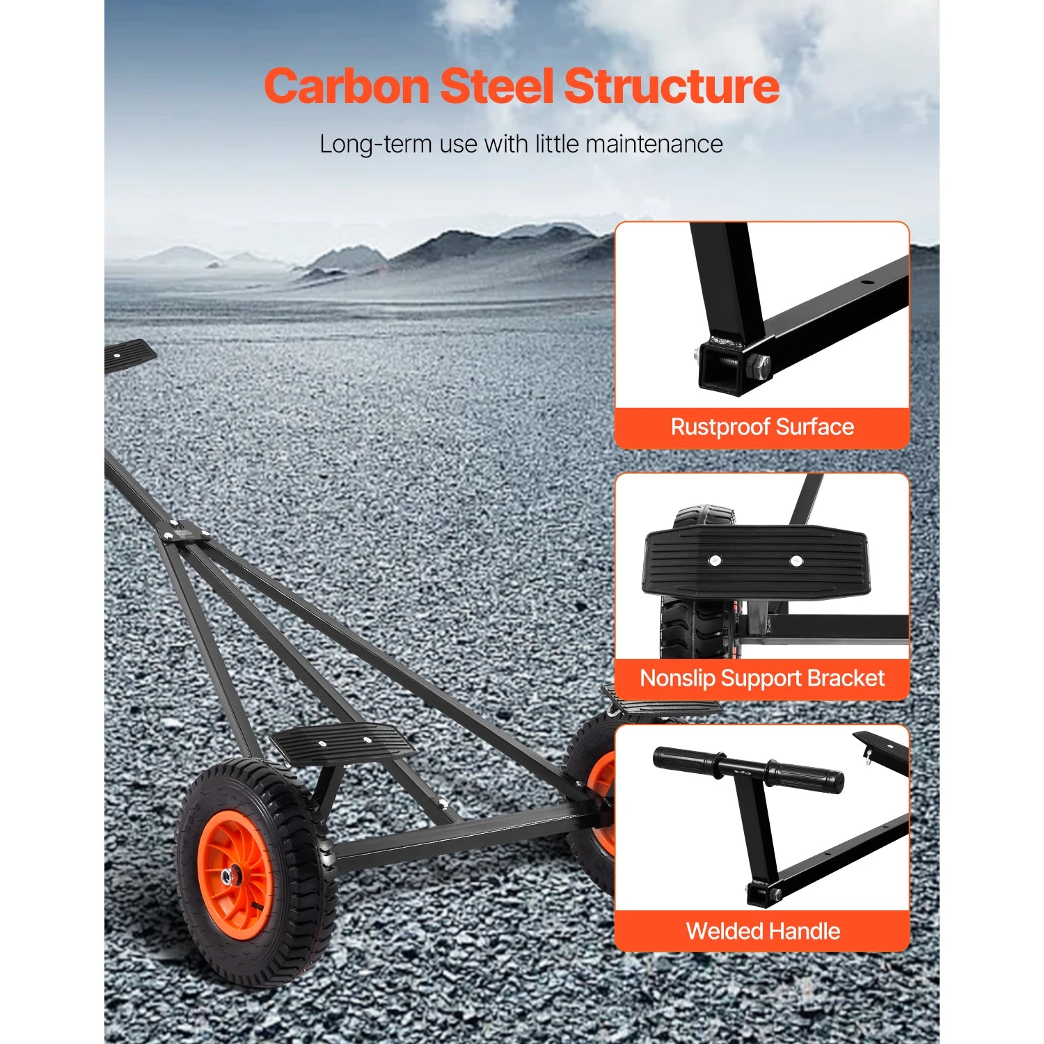 420lbs Boat Trailer Dolly Carbon Steel Kayak Mover with 15.7in Pneumatic Tires