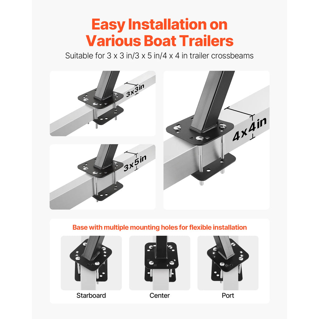 Boat Trailer Steps 2-Step/3-Step/4-Step with Non-Slip Surface 3 Mounting Angle Options