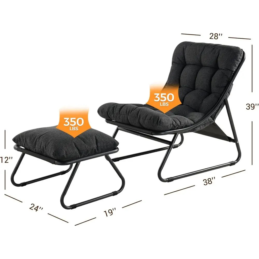 Outdoor Chair with Ottoman, Comfy Lounge Chair with foot Rest