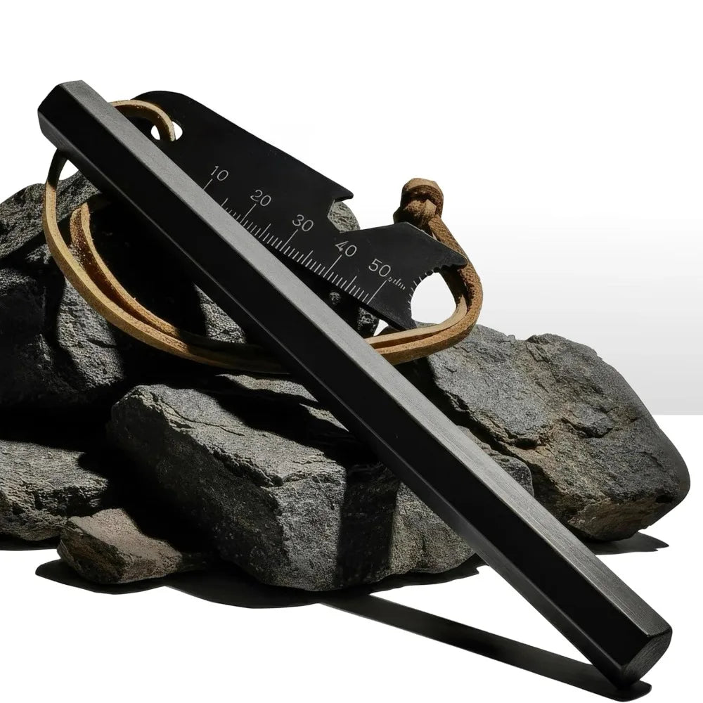 3-piece set, iron magnesium ignition rod ignition kit, including hexagonal iron magnesium rod, igniter and hanging rope, waterproof survival fire sickle steel