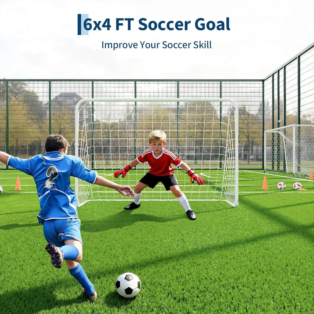 Heavy Duty Portable Soccer Goal for Backyard, Metal Frame Mesh Soccer Rebounder Net