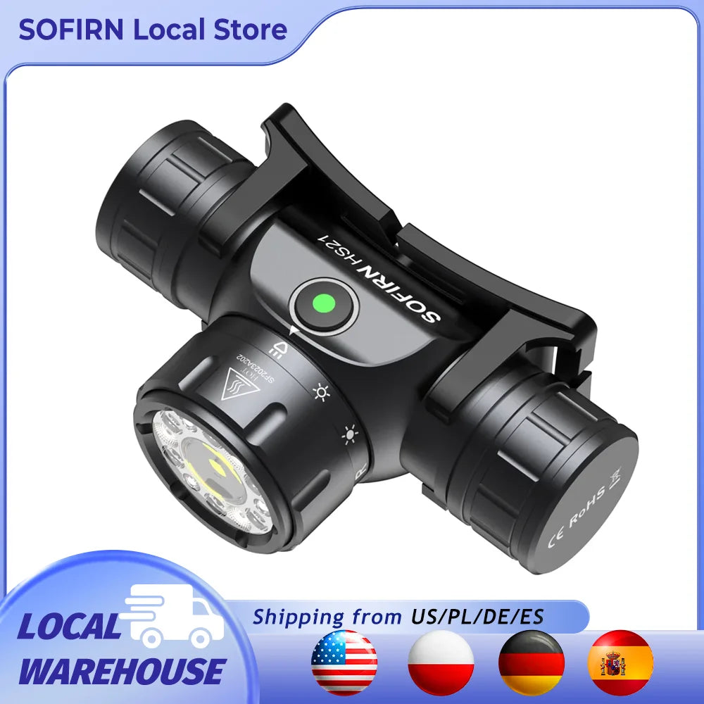 HS21 2000lm EDC Headlamp 18650 USB C Rechargeable Flashlight SFT40 Powerful Headlight With Infrared Switch