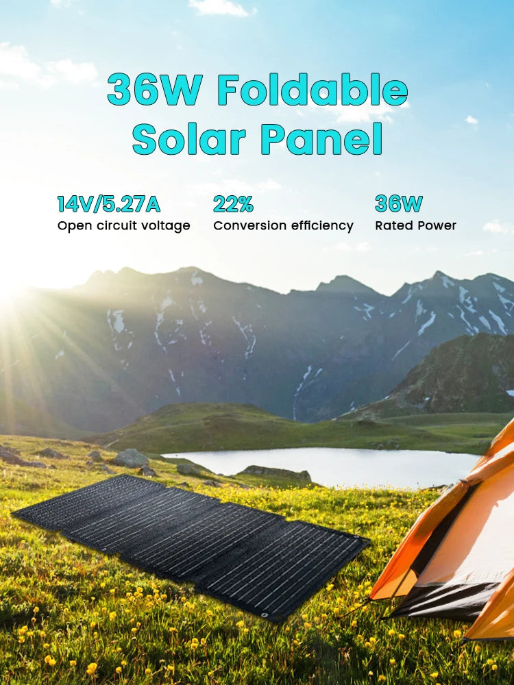 Portable Solar Panel Folding Bag USB Type-C Camping Power Bank ﻿
