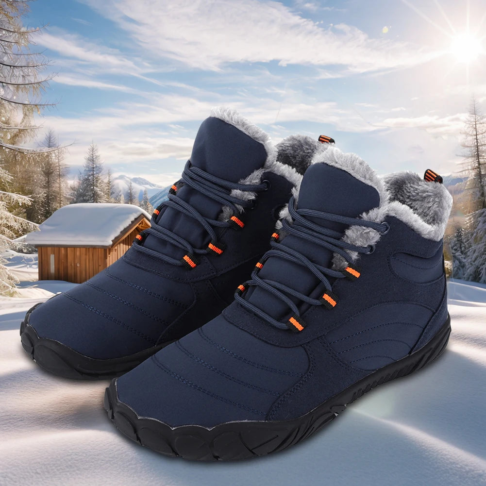 Winter Plush Boots Barefoot Non Slip Outdoor Trekking Shoes Waterproof  Wide Toe Box
