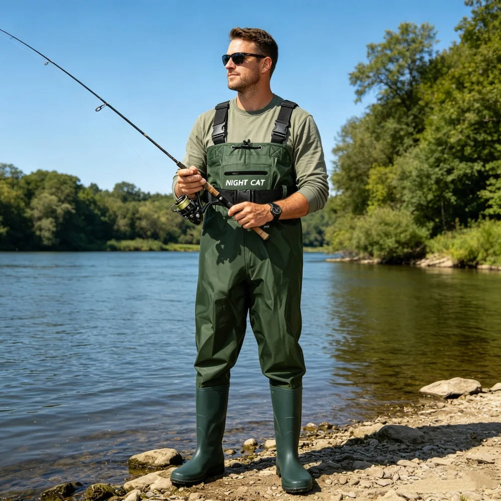 Fishing Wader for Men Women Farm Working Waterproof Hunting Chest Wader with Boots Belt Breathable Lightweight