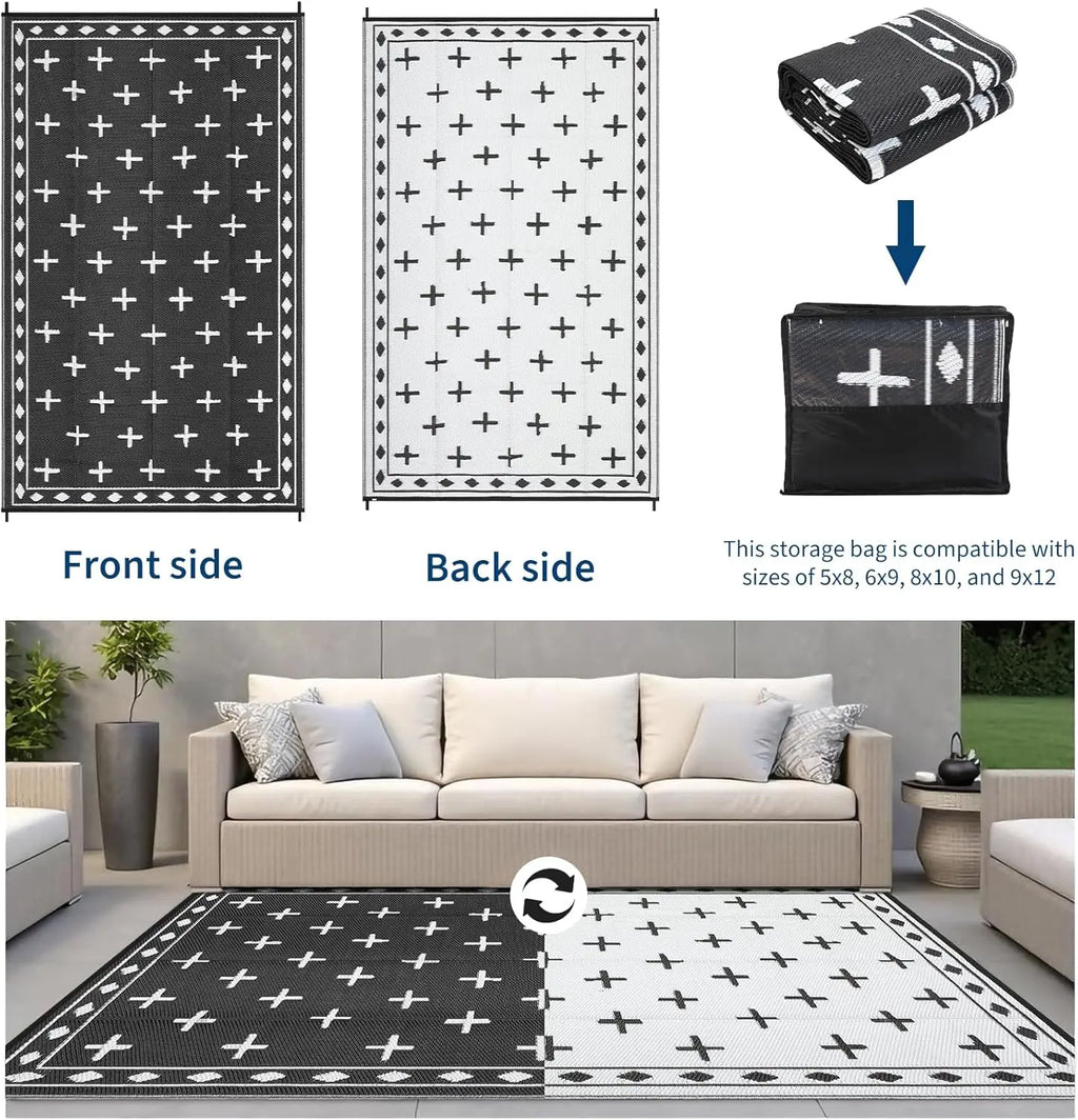 Reversible Waterproof Plastic Straw Outdoor Rug