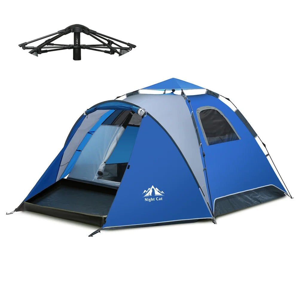 Pop Up Tent 2-3 Persons Instant Set Up Tent with Footprint Tarp & Porch, Automatic Double Layer Waterproof Camping Tent with Rainfly