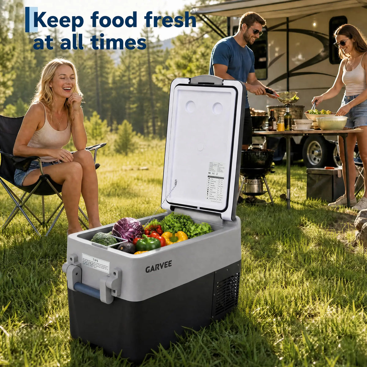 Portable Car Refrigerator 53QT Dual Zone 12V Fridge Freezer With App Control 12/24V DC And 110-240V AC Camping Fishing
