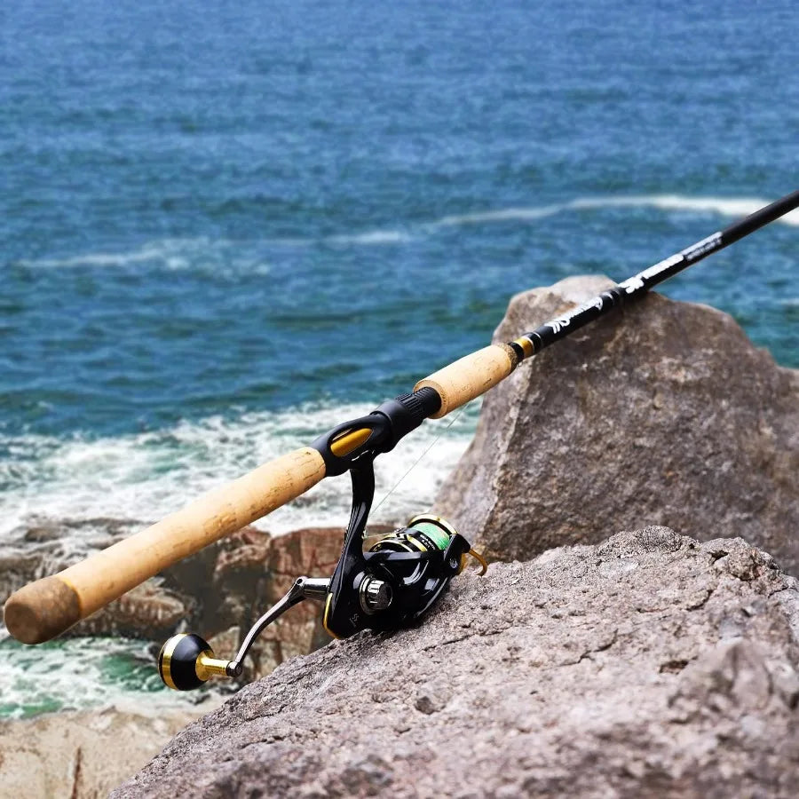 7' 2Piece Spinning Rod and Reel Combo with 4000 Size Reel Adjustable Handle Position