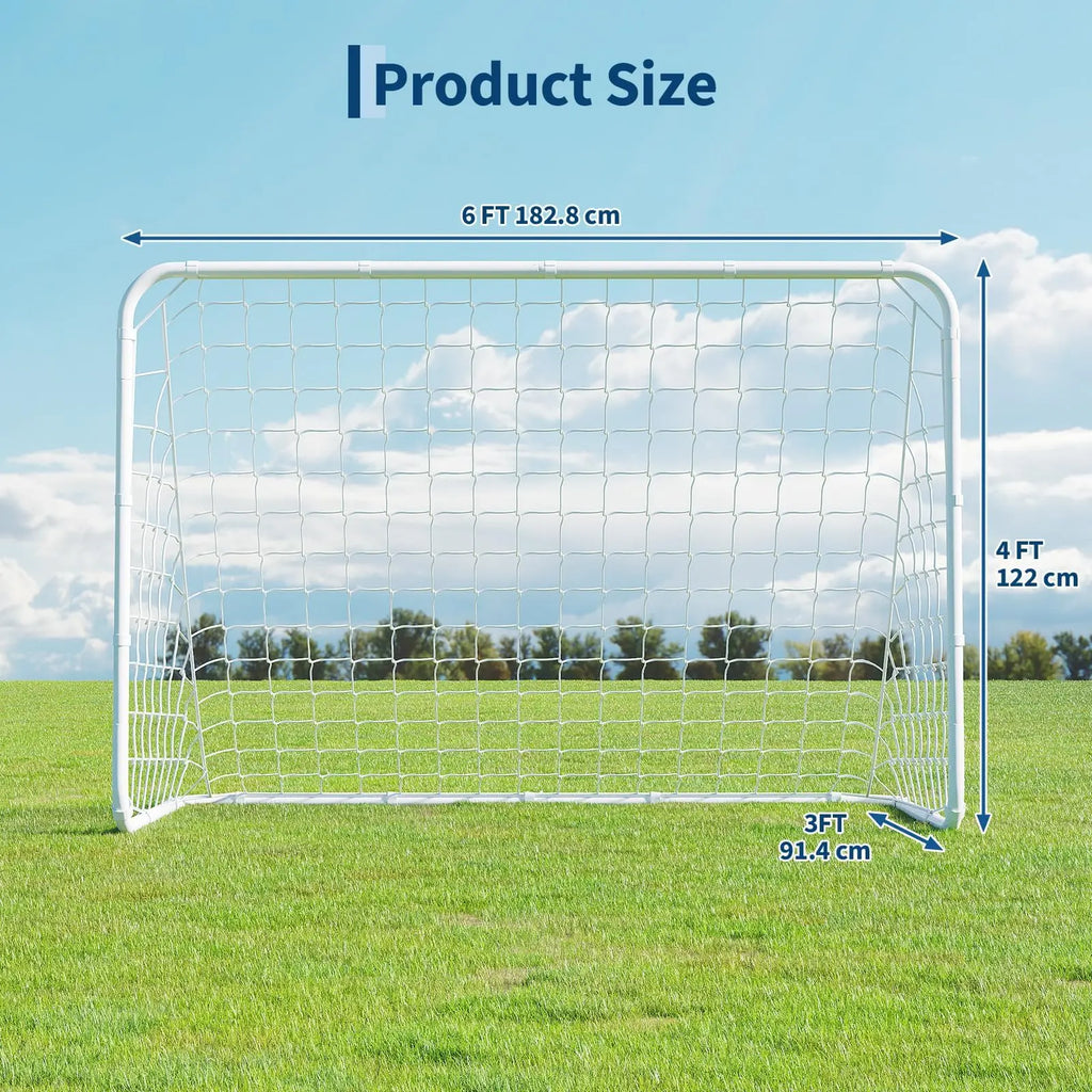 6x4ft Portable Soccer Goal Foldable Heavy Duty Steel Frame Pop-Up Training With Carry Bag